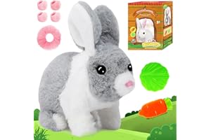 Bilinott Bunny Toys for Kids, Realistic Rabbit Toys with Jumping Action, Wiggling Ears, Twitching Mouth and Nose, Ideal Stuffed Rabbit Gift for 3+ Kids for Easter, Birthdays, Halloween, and Christmas