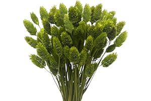 HSTEY 120 PCS Boho Pampas Grass, 17" Bunny Tails Gem Grass Flower Bouquet Christmas Decor for Home Wedding Farmhouse (Green)