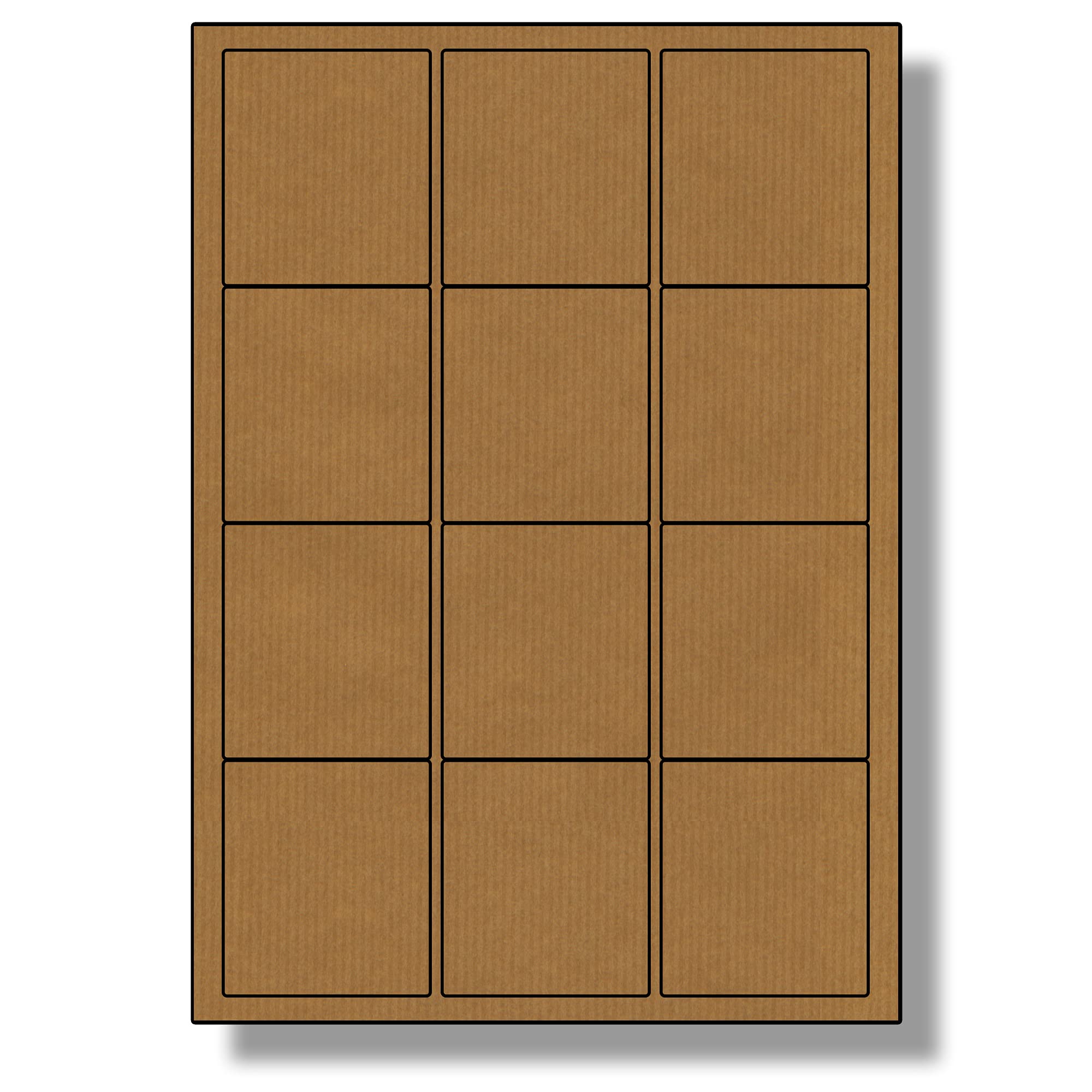 Label Planet® 12 Per Sheet, 5 Sheets (60 Brown Kraft Labels). Brown, Ribbed, Craft Paper Labels. 63.5 x 72mm, LP12/63 BRK.