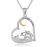 UCADRIT Mama Bear Necklace Sterling Silver Heart Pendant Bear Animal Jewelry for Women Mom