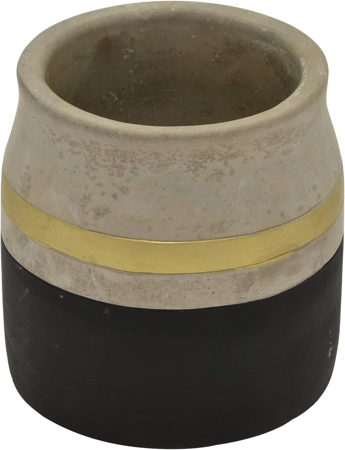 Three Hands 5.25" Flower Pot-Black & Gold-Black