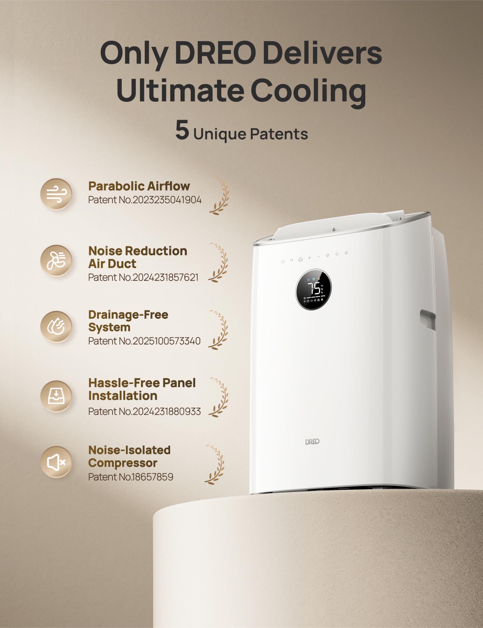 Dreo Portable Air Conditioners, 10,000 BTU ASHRAE (6000 BTU SACC) Smart AC Unit for Bedroom with Dehumidifier, Drainage-free Cooling, 45dB Quiet, APP/Voice/Remote, Standing AC for Room Indoors, AC319S
