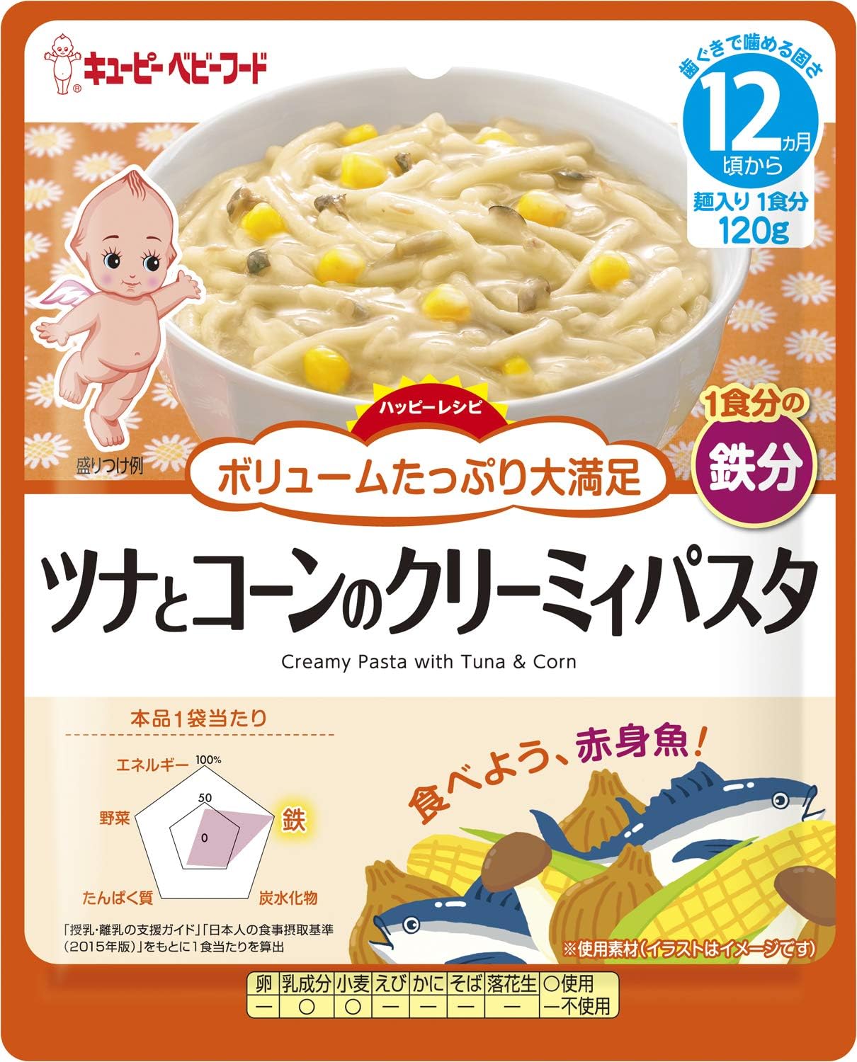 Amazon キユーピー ベビーフード ハッピーレシピ ツナとコーンのクリーミィパスタ 1g 12ヵ月頃から 麺類のベビーフード 通販