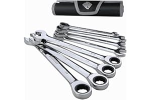 ironcube Ratcheting Wrench Set, 8-Piece SAE Combination Wrench Set, 5/16" to 3/4", Chrome Vanadium Steel, with Carrying Bag For Automotive Repairs or Home Appliance Fixes