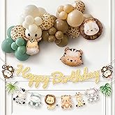 Jungle Safari Birthday Balloons Decoration, Animals Theme Balloons with Animal Banner for Kids Baby Shower Wild Animals Jungle Party Suplliles