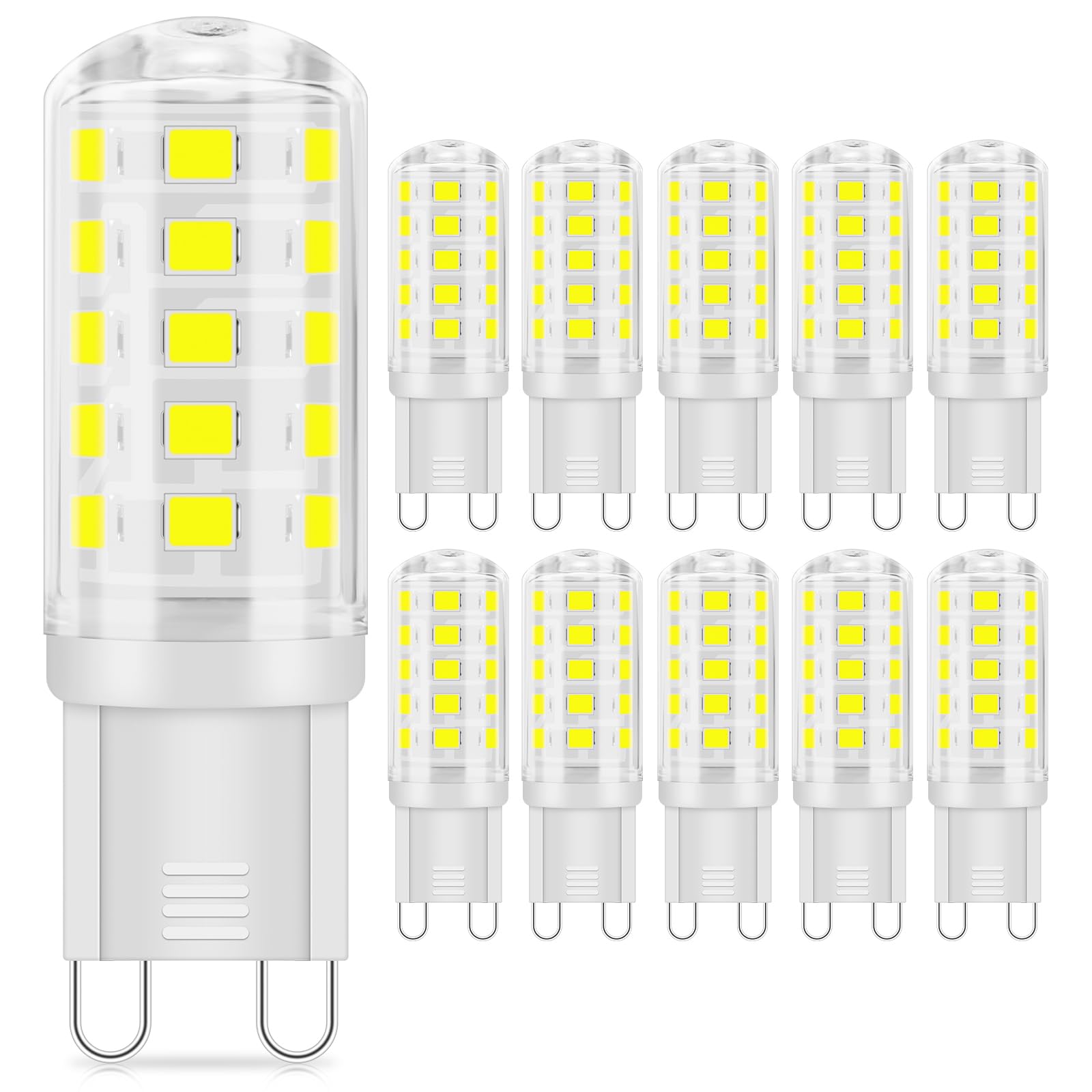 TiooDre G9 LED Bulb, 3000K White Light G9 LED Bulbs 400LM G9 Capsule Bulb 3.5W, Non-dimmable Energy Saving G9 Bulb for Ceiling Lights Chandelier Wall Light, 10Pack