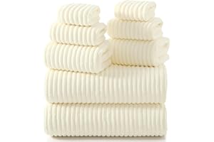 REDKISS Beige Bath Towels Set 8 Piece - Microfiber Bathroom Towels of 8 Large, Highly Absorbent Bath Towel, Soft Shower Towel for Bathroom, Hotel 2 Bath Sheet 2 Hand 2 Washcloths 2 Hair Towel Wrap
