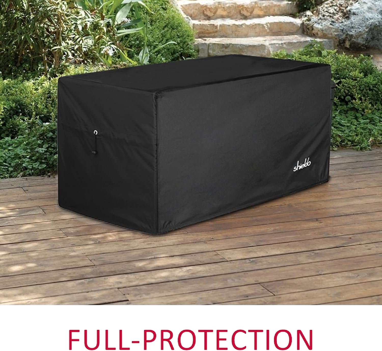 Shieldo Deck Box Cover- Heavy Duty 600D Polyester Oxford Deck Box Cover to Protect Large Deck Box,100% Waterproof Deck Box Cover,62" (L) x 25" (W) x 28" (H)(Black): Home Improvement