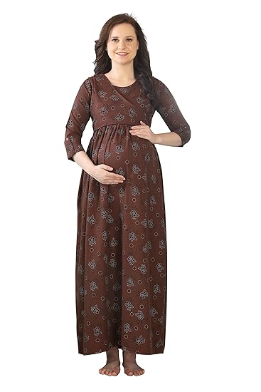 Womens Printed Long Maternity Nightdress