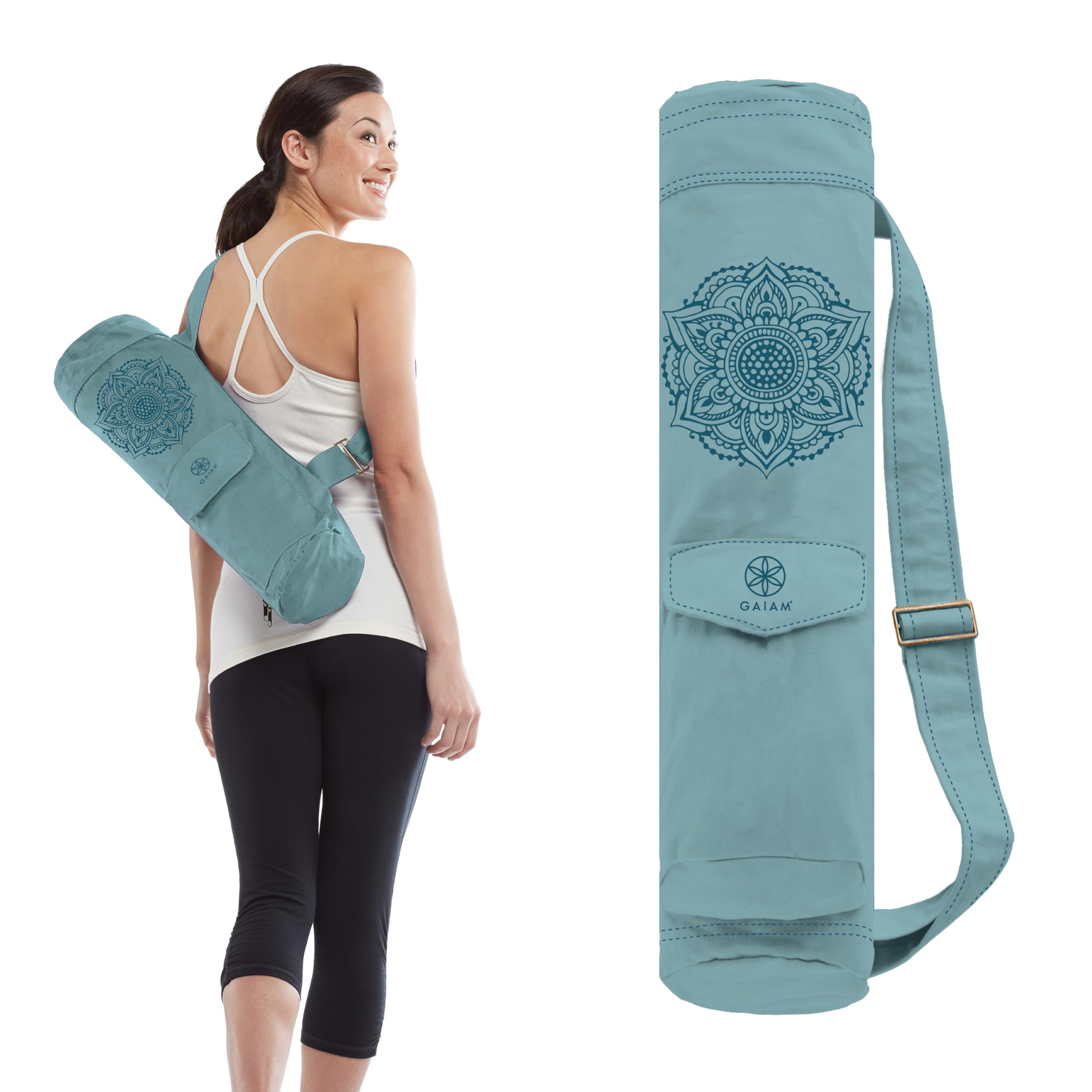 Gaiam Embroidered Cargo Yoga Mat Bag, Niagara, 30" L x 6" Diameter