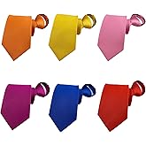 BESMODZ Men's Lot 6 PCS Classic Zipper Ties Pretied Solid Color Necktie Set