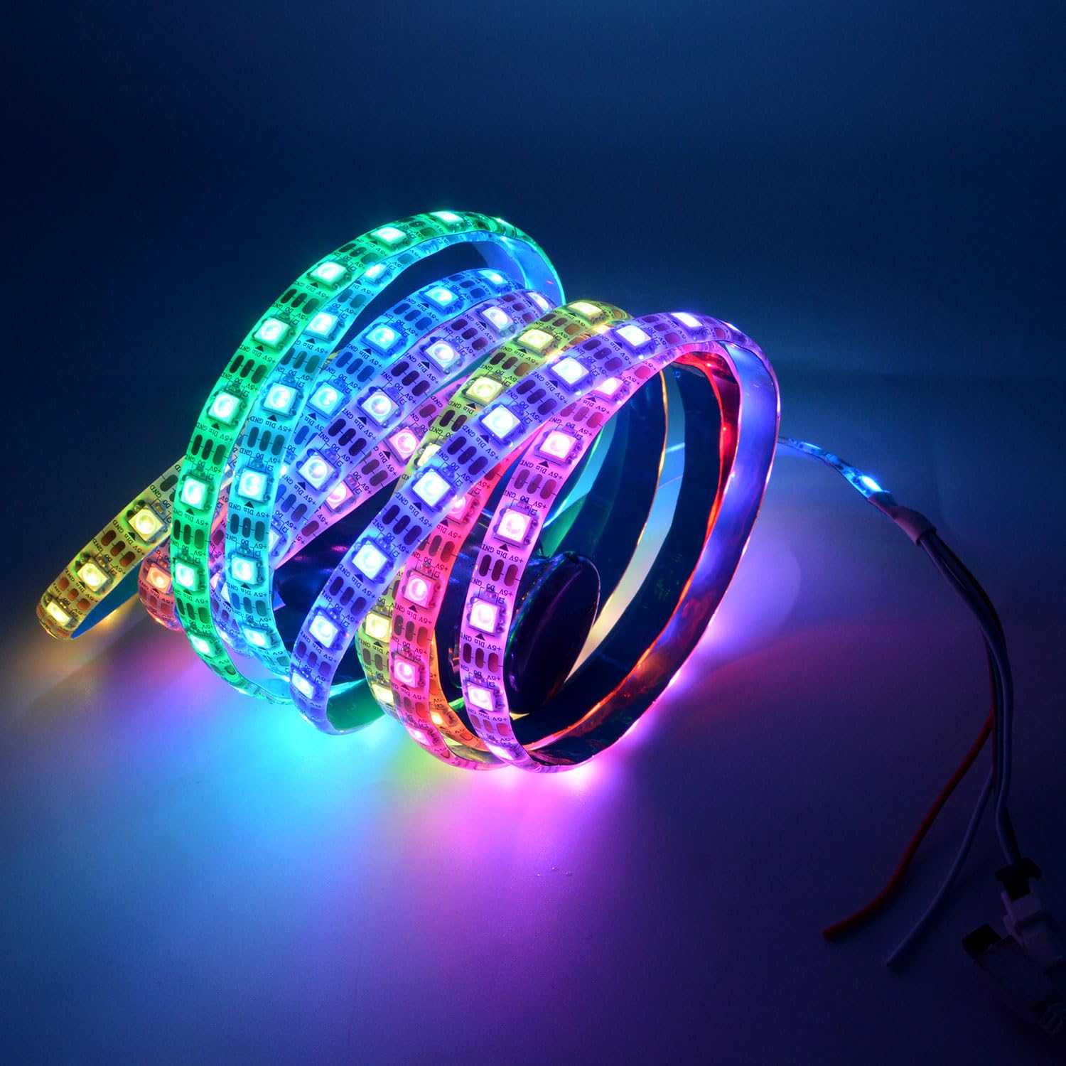 Boarda 5V WS2812B RGB 5050SMD Individually addressable LED Strip Light, 16.4ft Programmable 60LEDs/m IP30 Dream Color DIY Projects Lighting (5M 300LEDs Nonwaterproof, White PCB)