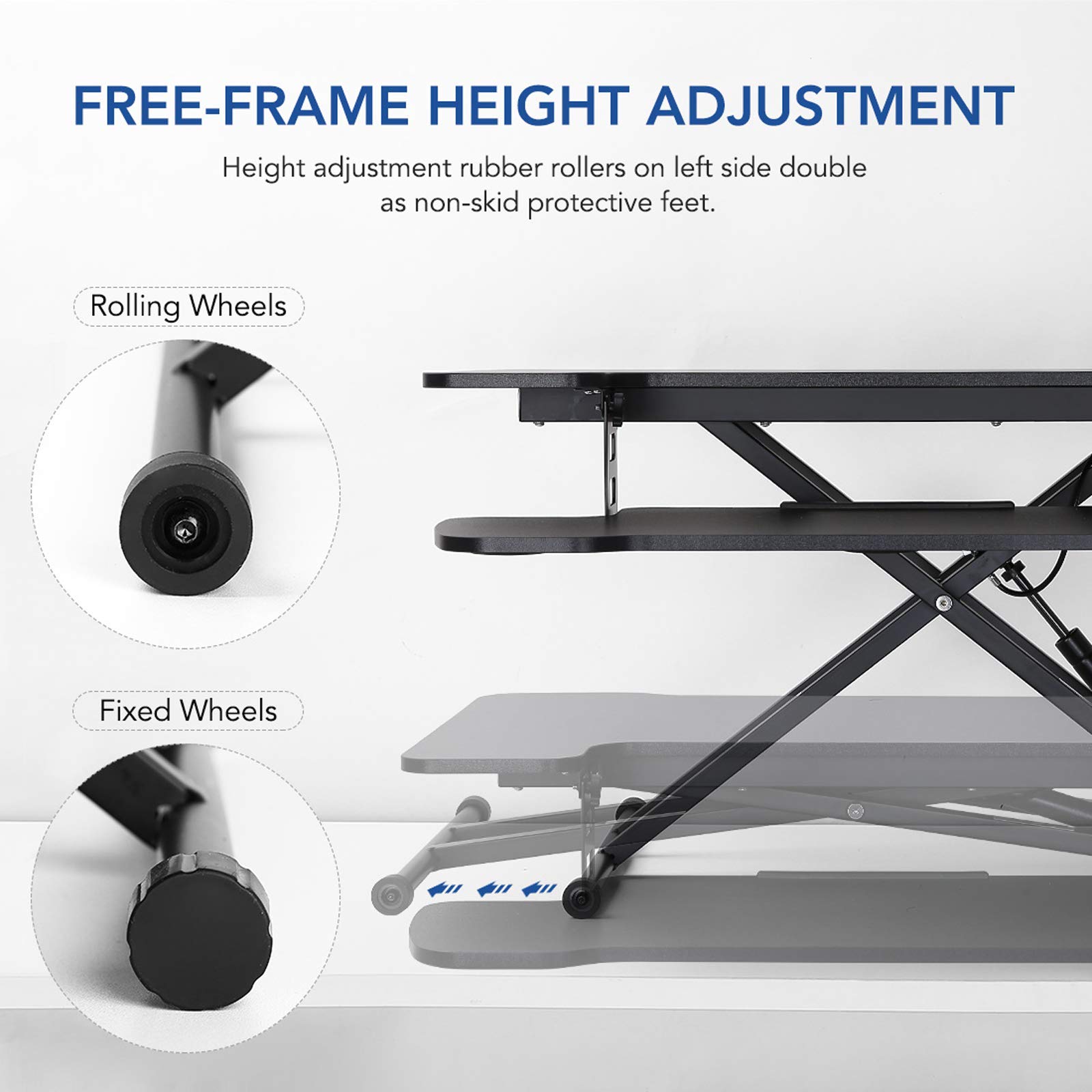 FLEXISPOT 31 inch Standing Desk Converter Height Adjustable Stand Up Desk Riser, Black Home Office Desk Laptop Workstation with Removable Keyboard Tray