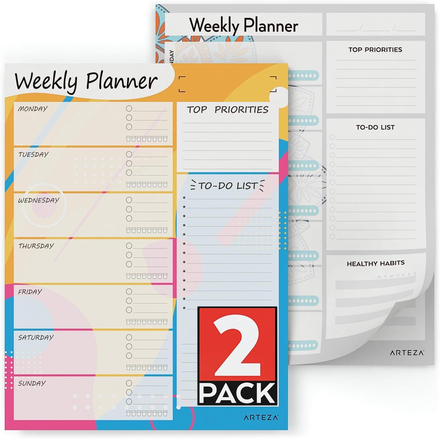 ARTEZA Weekly Planner Pad (8.5x11 in, 60 Sheets, 100 GSM) 2 Pack