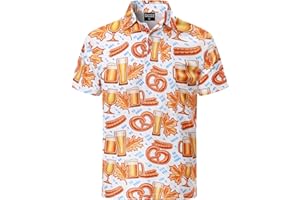 Funny World Men's 3D Pattern Printed Polo Shirts Short Sleeve Golf Shirt for Men