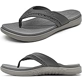 KuaiLu Mens Sport Flip Flops Comfort Orthotic Thong Sandals with Plantar Fasciitis Arch Support Outdoor Summer Beach Size 7~15