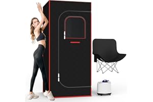 SEN-QII Portable Sauna - Portable Sauna for Home, Sauna Box with 3 L 1200 W Steam Generator, Remote Control with 15 Adjustment Modes, Chair, Remote Control, 99 Minute Timer Included