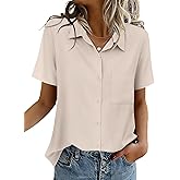 Zeagoo Women Blouses Short Sleeve Button Down Shirts Business Casual Dressy Work Tops Summer Spring Clothes
