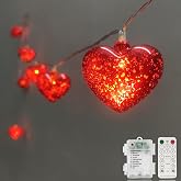 Fonusty Valentine Heart Lights 6.8Ft 10 LED Valentines Decor Light with Remote Timer, Battery Powered Heart String Lights Indoor Valentine Light for Wedding Christmas Bedroom Valentines Decor