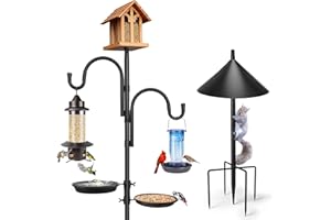 LEZCUFER 93Inch Bird Feeding Station,Heavy Duty Bird Feeder Pole Bird House Stand Mount Kit with Squirrel Proof Baffle,Adjustable Buddy Poles for Outdoors Hanging (Bird House Pole)