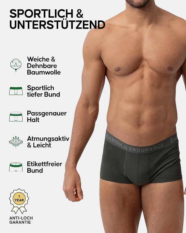 Baumwolle Boxershorts Herren, Mit kurzem Bein, 6er Pack, Mehrfarbig (3xBlau Melange, 3xGrün Melange), L — Foto 2 von 6