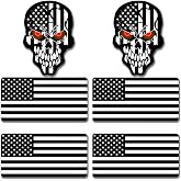 6pcs Reflective Black American Flag Hard Hat Stickers, Black Ops Decals for Tactical Gear, Patriotic USA Skull Flags Toolbox Helmet Labels Patriotic Old Glory