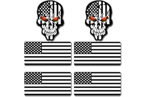 KINBOIN 6pcs Reflective Black American Flag Hard Hat Stickers, Black Ops Decals for Tactical Gear, Patriotic USA Skull Flags Toolbox Helmet Labels Patriotic Old Glory