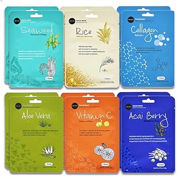 Download Amazon Com Celavi Essence Facial Face Mask Paper Sheet Korea Skin Care Moisturizing 12 Pack Mix 2 Of Each Anti Aging Beauty PSD Mockup Templates