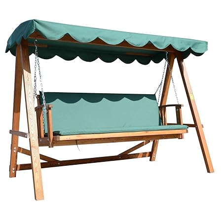 Outsunny® Hollywoodschaukel mit Sonnendach Echtholz-Gartenschaukel Schaukelbank Schaukel mit Liege-Funktion aus Lärchenholz f
