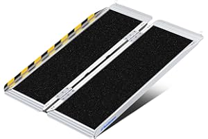 Ruedamann 4FT Portable Wheelchair Ramp, Non-Slip Aluminum Folding Handicap Ramp for Doorways, Wheel Chair Threshold Ramp for Home Steps, Stairs, Wheelchair, Scooters, Pets, Entry