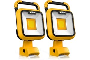 EEFOW Work Light for Dewalt 20V Max: Cordless 2 COB 64W 6400Lumen Bright - Battery Powered USB Rechargeable Portable Flood LED Worklight for Outdoor Construction Camping (2 PCS)