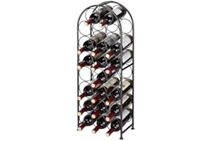 SortWise 23 Bottles Metal Arched Free-Standing Floor Wine Holder Racks with 4 Adjustable Foot Pads, Black