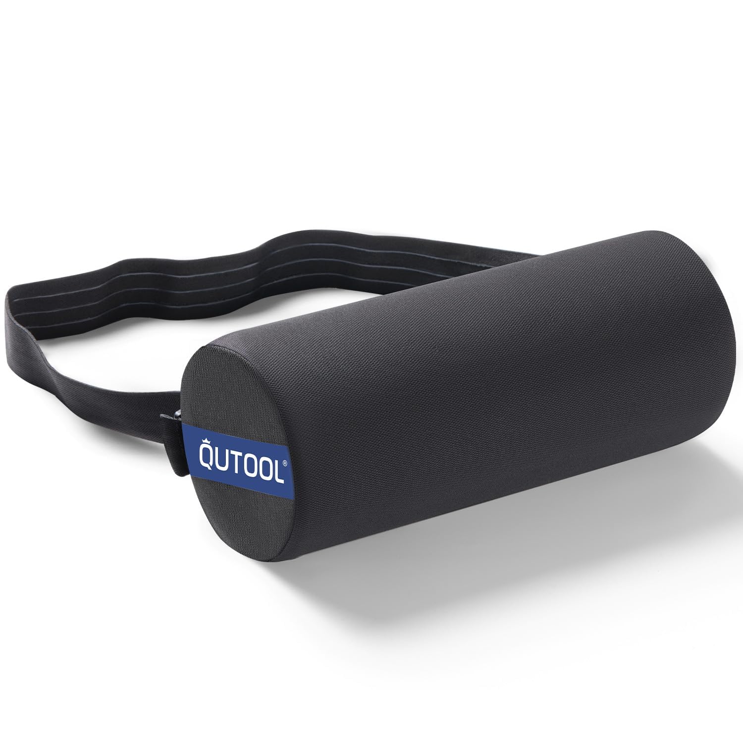 Photo 1 of QUTOOL Lumbar Roll, Lumbar Support Pillow for Office Chair with Non-Slip Wider Strap, Back Pain Relief & Posture Improvement, Washable Cover, Office Desk & Car Accessories, Black, Firm