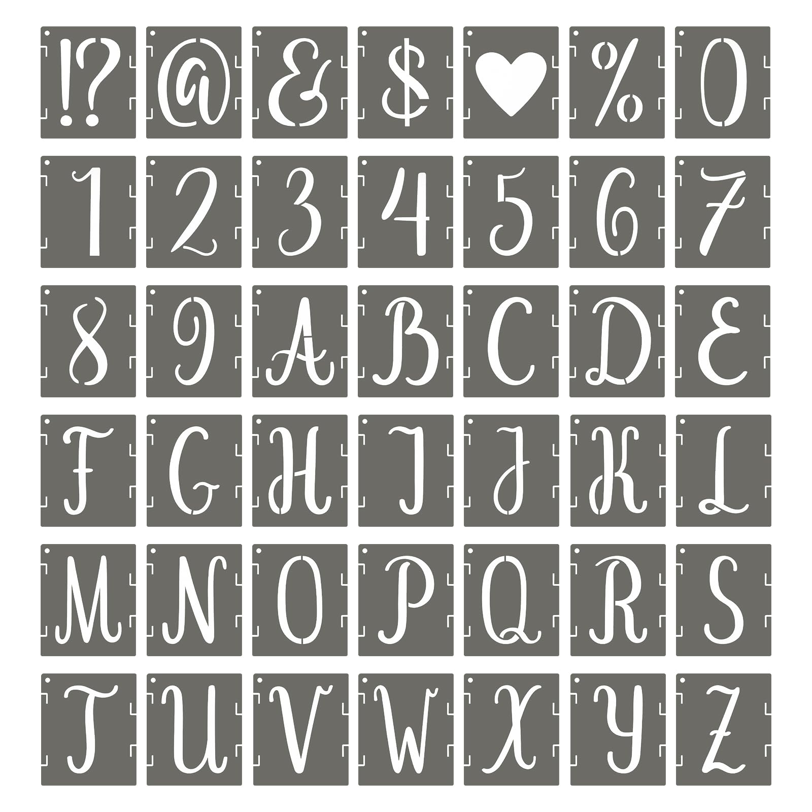 PATIKIL 4 Inch Alphabet Letter Stencils, 42Pcs Reusable Plastic Digital Templates Letters Numbers Symbol Interlocking for Crafts Wood Door Porch Wall White