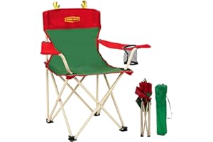 YOUNG WOOD Portable Camping Chair Beach Chair Outdoor Foldable Chair, Included Mesh Cup Holder & Safety Lock to Avoid Pinch Hand, Suitable for Christmas, Camp, Party, with Carrying Bag, Ages 2 to 7