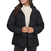 MAGCOMSEN Women's Down Puffer Jacket with Hood Lightweight Thermal Quilted Coat with Pockets Zip-up Winter Warm Jacket