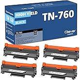 CS Replacement Compatible with Brother TN760 Toner Cartridges TN-760 TN730 TN-730 to use with DCP-L2550DW HL-L2350DW HL-L2370DW HL-L2395DW MFC-L2710DW MFC-L2750DW MFC-L2717DW (Black, 4-Pack)