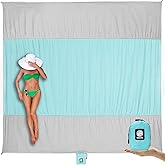 WEKAPO Beach Blanket Sandproof Waterproof, Extra Large Beach Mat, Oversized & Compact Sand Free Mat Quick Drying, Lightweight & Durable with Stakes & Corner Pockets