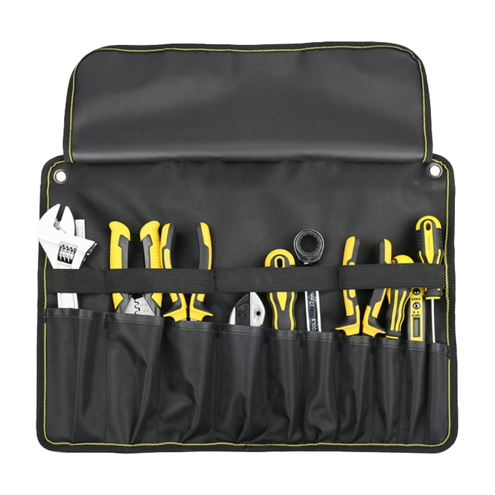 AIBAOBAO 10 Sizes Multi-Purpose Pocket Tool Roll Bag, Water-Resistant Heavy-Duty Wrench Screwdriver Organizer with Quick-Release Buckle and Reflective Strips for Woodworking and Carving Hand Tool,gift