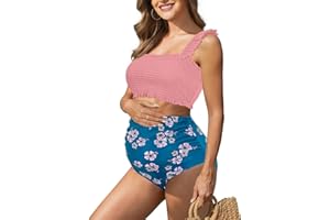 Century Star Maternity Bikini Swimsuit Two Piece High Waist Bathing Suit Cute Ruffle Pregnancy Swimwear