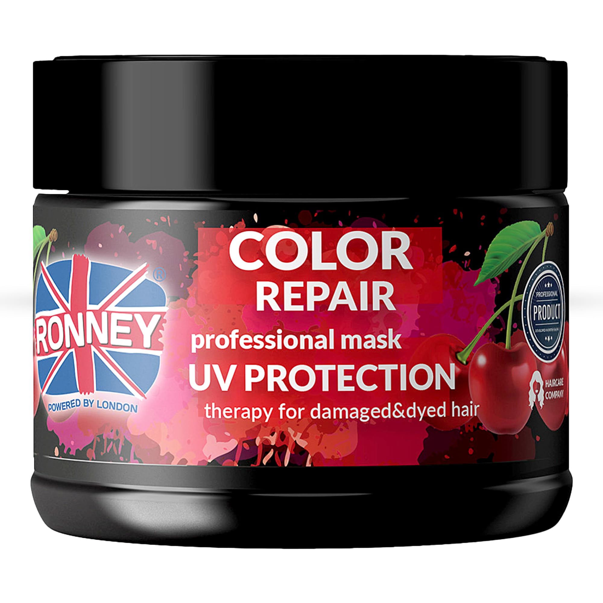 RONNEY Hair Mask for Coloured Hair with Cherry Extract - 300 ml Professional Colour Repairing and Restoring with UV Protection - Intense Color Repair Treatment to Add Shine, Soften & Nourish Scalp