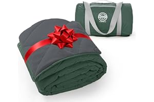 STOVER Large Waterproof Outdoor Stadium Blanket- Extra Thick Soft Fleece Camping Blanket for Travel, Picnics, Sports, Dogs 79"x55", Warm, Windproof, Sand-Proof, Lightweight, Packable (Game Day Green)
