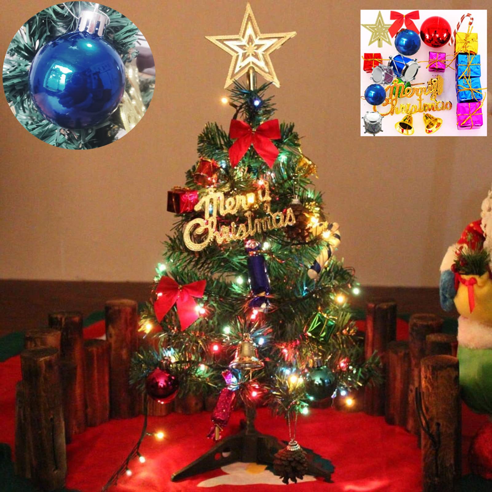 Photo 1 of ***PARTIAL SET (1/2) - PRICE ADJUSTED***
Mini Christmas Tree Small Christmas Tree with LED Lights Ornaments Tabletop Artificial Christmas Decorations Indoor Christmas Decor 24"/60cm