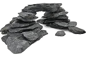 KINGRUI Aquarium Rocks 10LB Natural Slate Rock for Aquarium Landscaping for Terrariums, Reptile Habitats & Creative Aquascaping-3 to 8 Inches