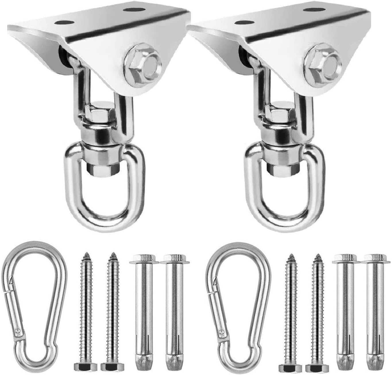 Houson Innovative 1200 LB Capacity 2 PCS Stainless Steel 304 Heavy Duty Swing Hangers 360°Rotate for Wooden Concrete Swing Set Suspension Hooks for Trapeze Yoga Swingset Hammock Swing Gym: Toys & Games