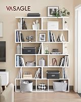 VASAGLE 6-Tier Bookshelf 24 x 70 x 191.6 cm Matte White LBC61WT Room Divider view 2