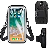 MOVOYEE Phone Holder for Running Armband, Cell Phone Purse Small Crossbody Bags for Women Men Kids,3 in 1 Phone Sports Armband Sleeve Fit iPhone,Galaxy,Smartphones Hiking,Walking,Workout,Exercise,Gym