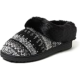 Dearfoams Women's Memory Foam Cozy Soft House Slippers Gifts for Women Hannah Knit Clog House Shoes