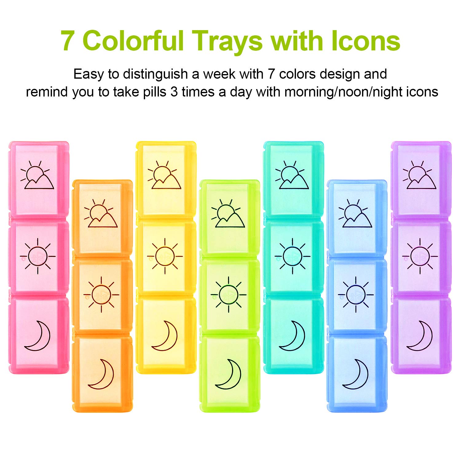 SENWOW Weekly Pill Organizer, Portable AM/PM Travel Pill Box Case (7-Day / 3-Times-A-Day) with Separate Compartments to Hold Vitamins, Supplements and Medication