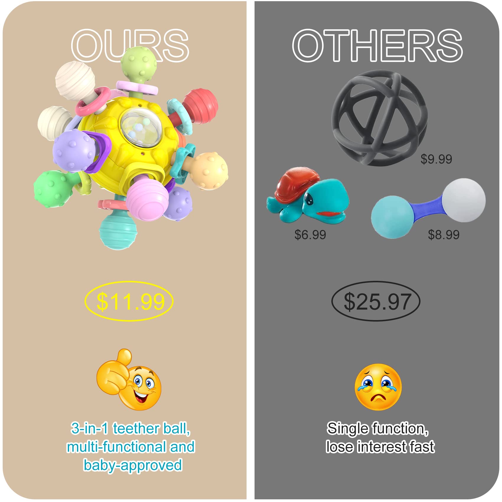 Baby Sensory Teething Toys Montessori Toys Baby Teethers Infant